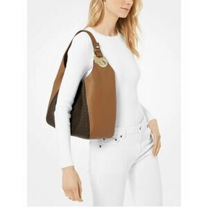 MICHAEL Michael Kors Women's Brown Fulton Large Leather Hobo Shoulder Bag NWT